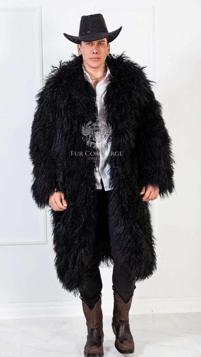 Felix | Men’s Luxury Mongolian Lamp Fur Coat With Collar