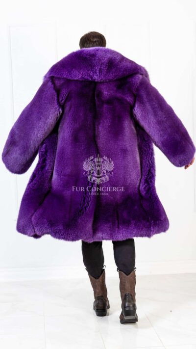 Porfirio | Men's Luxury Purple Fox Fur Coat With Huge Collar