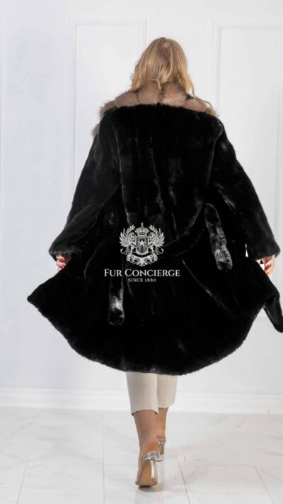 Aarti | Luxury American Mink Blackglama Fur Coat With Sable Fur English Collar