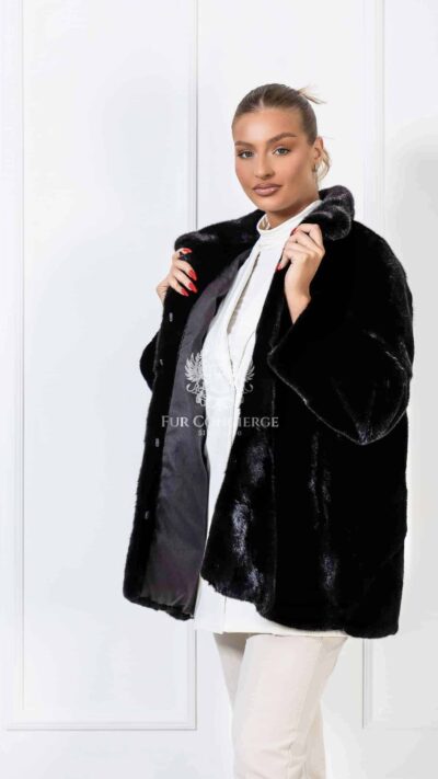 Foster | Luxury American Blackglama Mink Fur Jacket Diagonal Cut With Lavish Collar