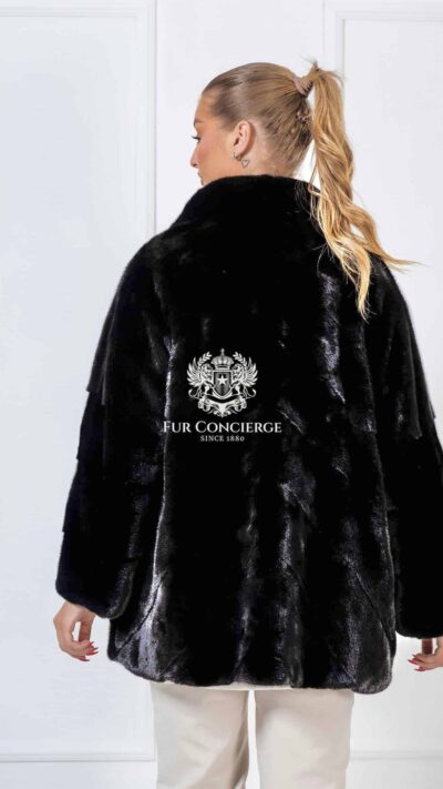 Foster | Luxury American Blackglama Mink Fur Jacket Diagonal Cut With Lavish Collar