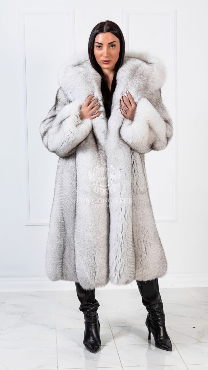 Bobe | Luxury Blue Fox Fur Coat With