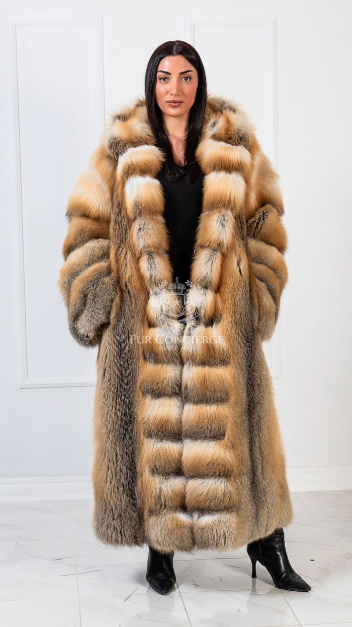 Arabella | Luxury Golden Island Fur Coat Full Length With Big Hood