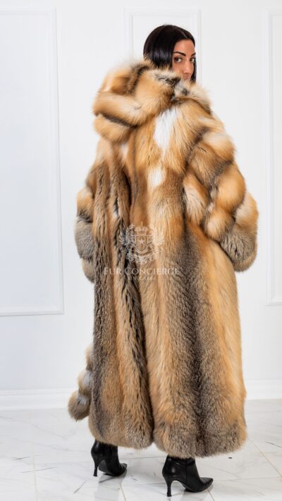 Arabella | Luxury Golden Island Fur Coat Full Length With Big Hood