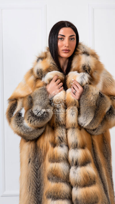 Arabella | Luxury Golden Island Fur Coat Full Length With Big Hood