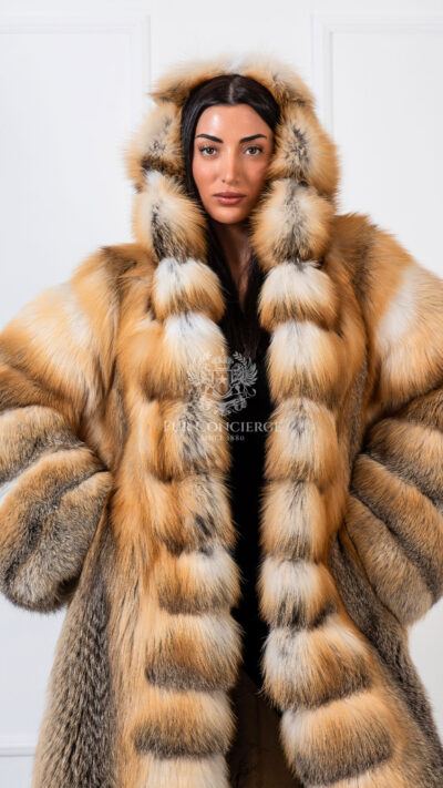 Arabella | Luxury Golden Island Fur Coat Full Length With Big Hood