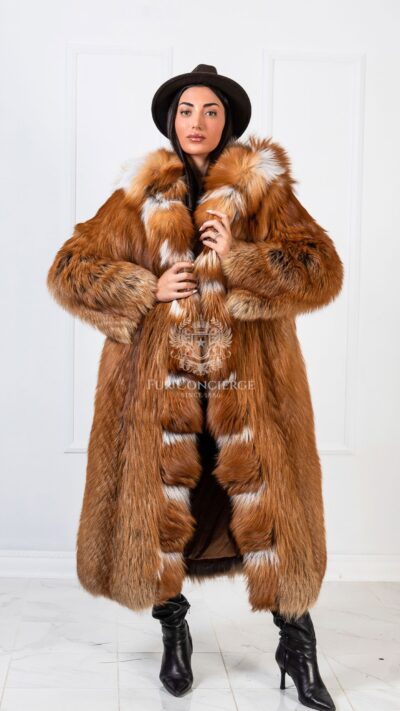 Micah | Luxury Gold Fox Fur Coat With Huge Hood