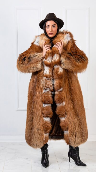 Micah | Luxury Gold Fox Fur Coat With Huge Hood