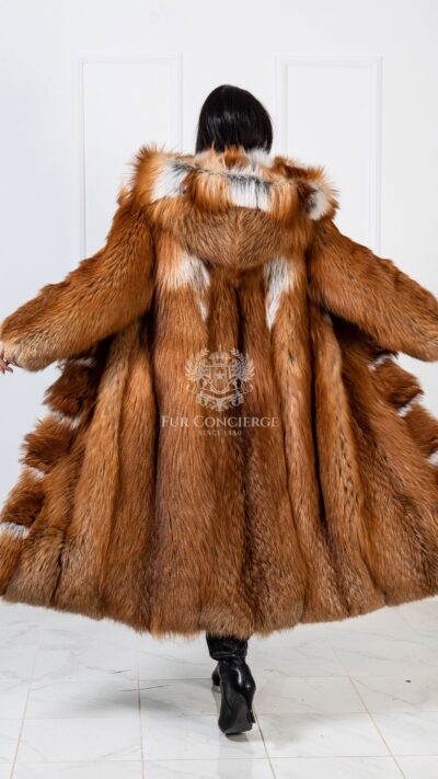 Micah | Luxury Gold Fox Fur Coat With Huge Hood