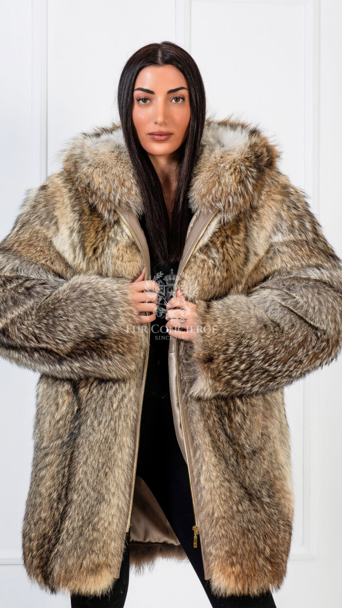 Harley | Luxury American Coyote Fur Jacket With Big Hood