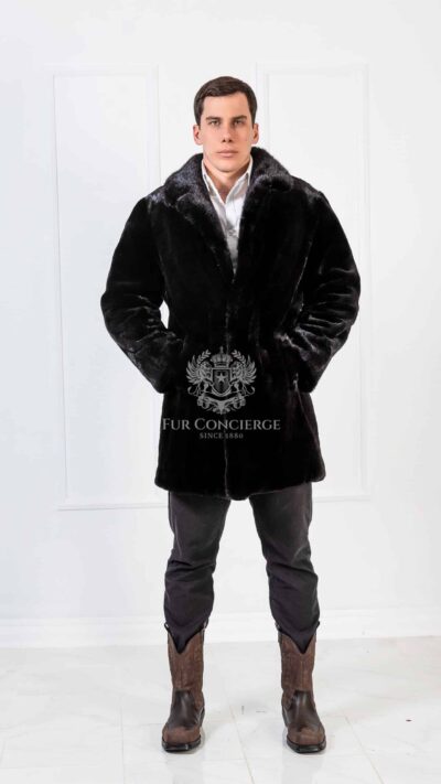 Teddy | Luxury American Mink Blackglama Fur Coat Sheared Body Natural Hair Collar