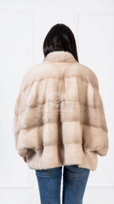 Nebula | Luxury Scandinavian Pearl Mink Fur Cape-Jacket With Stand Up Collar