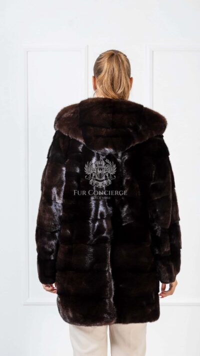 Eulalie | Luxury Scandinavian Mahogany Mink Fur Jacket / Coat With Lavish Fur Hood