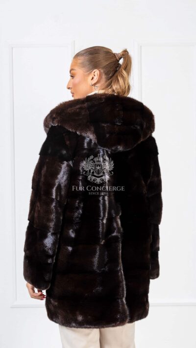 Eulalie | Luxury Scandinavian Mahogany Mink Fur Jacket / Coat With Lavish Fur Hood