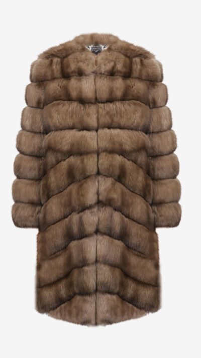 Calliope | Luxury Russian Sable Fur Jacket Honey Brown With Small Collar