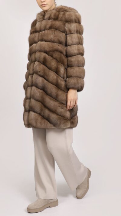 Calliope | Luxury Russian Sable Fur Jacket Honey Brown With Small Collar