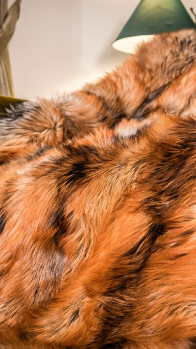 Perugia | Real Luxurious Norwegian Saga Gold Cross Fox Fur Blanket–Throw