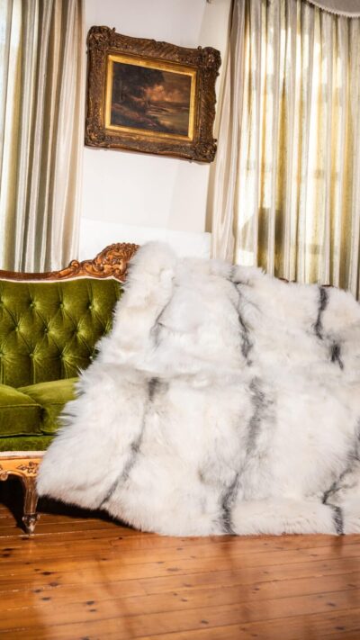 Matera | Real Luxurious Norwegian Saga Artic Marble  Fox Fur Blanket–Throw