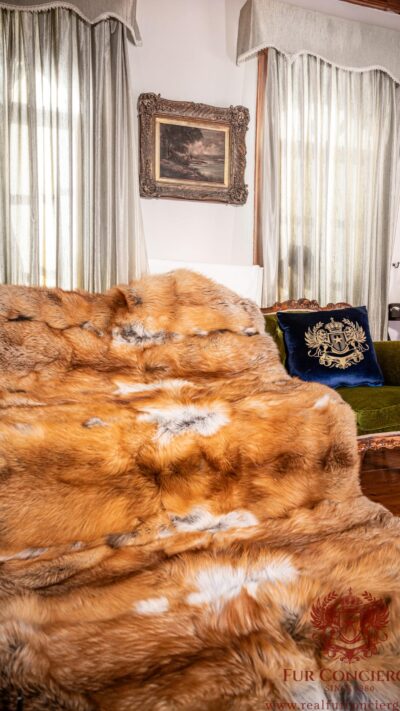 Lazio | Real Luxurious Norwegian Saga Gold Fox Fur Blanket –Throw