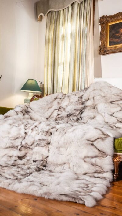 Bari | Real Luxurious Norwegian Saga Blue Fox Fur Throw – Bed Runner