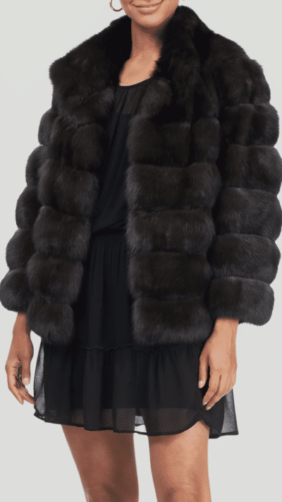 Salome | Luxury Darκ Russian Sable Fur Jacket With Collar