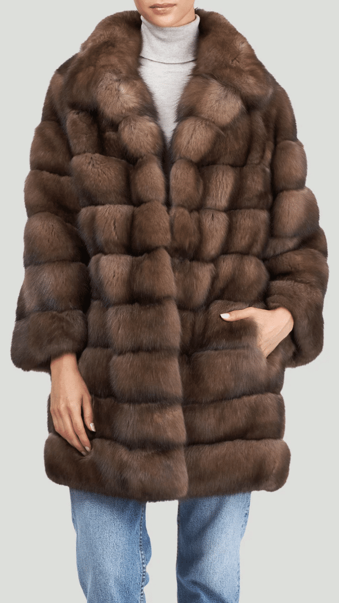 Annalise | Luxury Russian Honey-Brown Sable Fur Jacket With Lavish English Collar