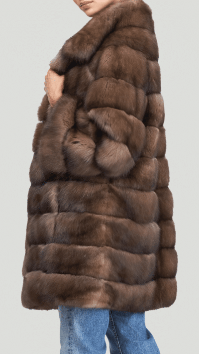 Annalise | Luxury Russian Honey-Brown Sable Fur Jacket With Lavish English Collar