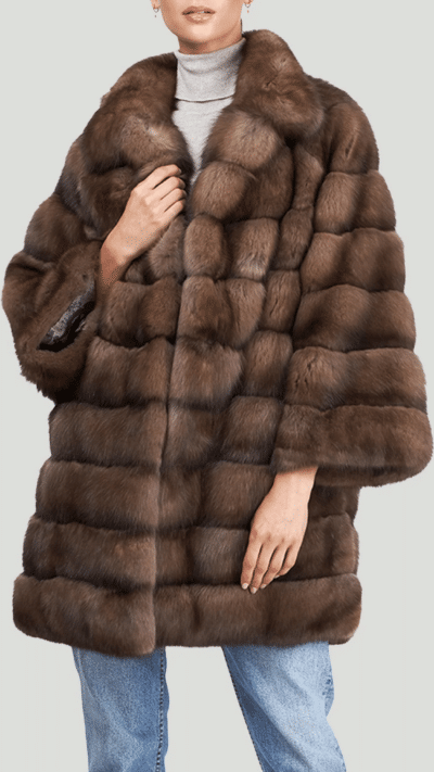 Annalise | Luxury Russian Honey-Brown Sable Fur Jacket With Lavish English Collar